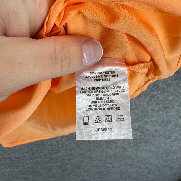 New Ashley Stewart Blouse Women 2X Plus Orange V-Neck 3/4 Sleeve Pullover Casual - Picture 5 of 8